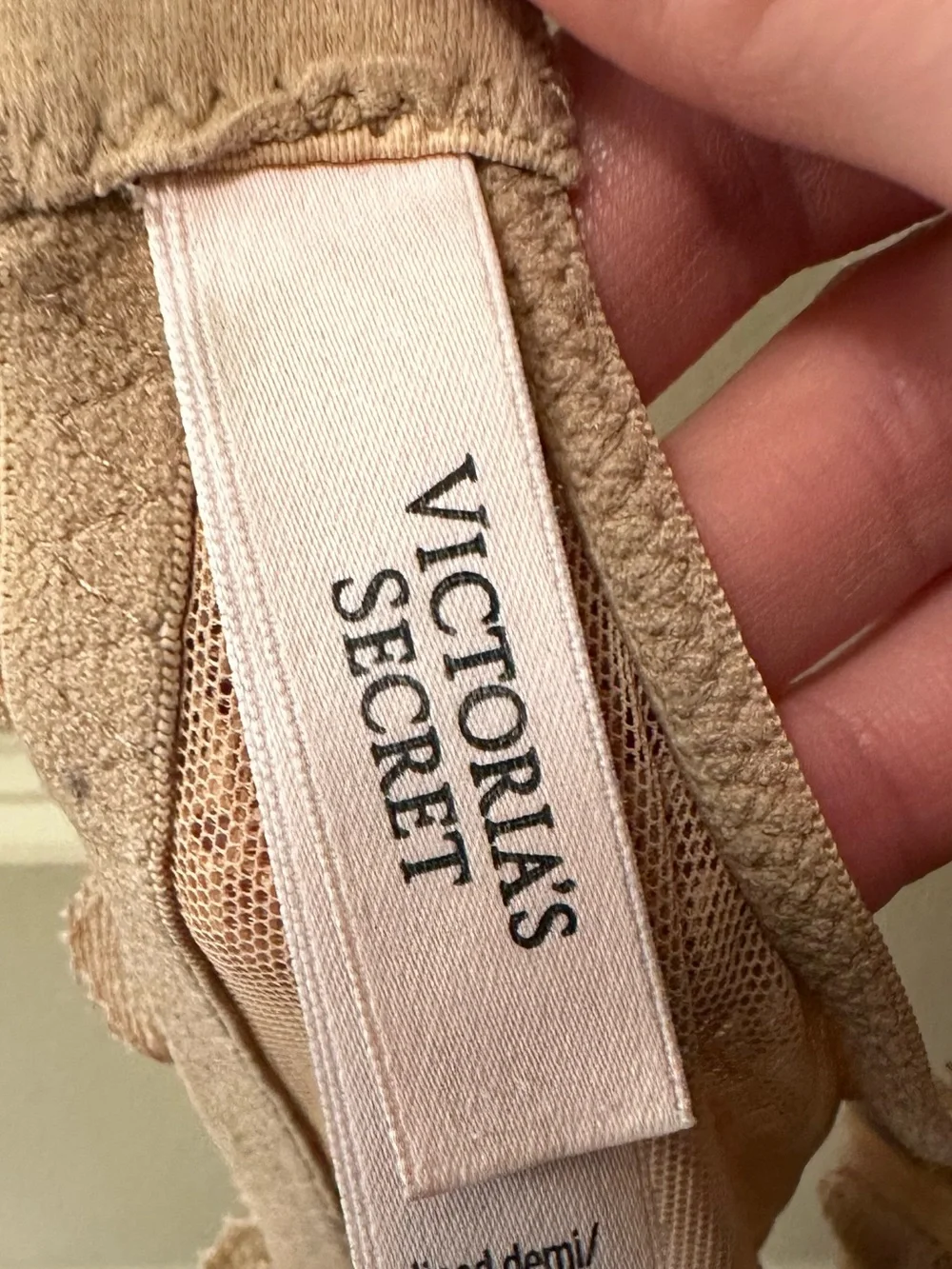 Victoria's Secret Lace Trim Bra in Tan